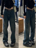 solvbao LANFUBEISI Y2K Women Korean Vintage Streetwear Baggy Cargo Jeans High Waist Straight Wide Leg Pants Denim Trousers Fairy Grunge Alt Clothes