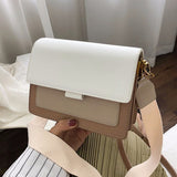 Back To College  Contrast Color Leather Crossbody Bags For Women Travel Handbag Simple Shoulder Simple Bag Ladies Cross Body Bag