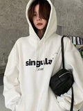 Black Friday Sales Grey Hoodie Women Plus Size Letter Print Sweatshirt Loose Street Lazy Style Casual Autumn And Winter Pullover