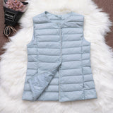 Black Friday Sales New Causal Women White Duck Down Vest Ultra Light Vest Jacket Winter Weightless Round Collar Sleeveless Coat Outwear