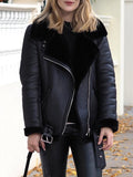 Black Friday Sales New Autumn Winter Women Thick Warm Faux Sheepskin Fur Coat With Belt Moto Biker Zipper Loose Jacket Aviator Casaco