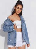 Black Friday Sales New Spring Women High Street Hole Denim Jacket Retro Female Frayed Blue Washed Coat Tops Ladies Outwear