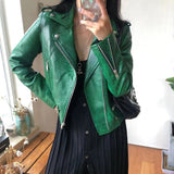 Black Friday Sales Natural Leather Women Lambskin Leather Bomber Biker Jacket Long Sleeves 100% Sheepskin Leather Coat H71