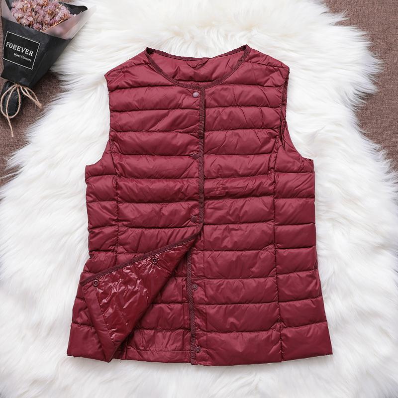 Black Friday Sales New Causal Women White Duck Down Vest Ultra Light Vest Jacket Winter Weightless Round Collar Sleeveless Coat Outwear