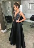 Solvbao Deep V-Neck Sequined Evening Robe Dress Fashion Elegant Backless Black Long Sweep Train For Women Cocktail Prom Dress