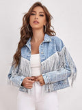 Black Friday Sales New Spring Women Loose Tassel Washed Blue Denim Jacket Streetwear Female Retro Short Coat Ladies Outwear