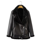 Black Friday Sales New Autumn Winter Women Thick Warm Faux Sheepskin Fur Coat With Belt Moto Biker Zipper Loose Jacket Aviator Casaco