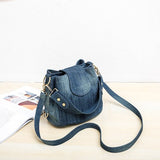 solvbao  Casual Denim Bucket bag for women Shoulder Crossbody Bag Multiple pockets  ladies handbag Luxury design Female big Totes blue