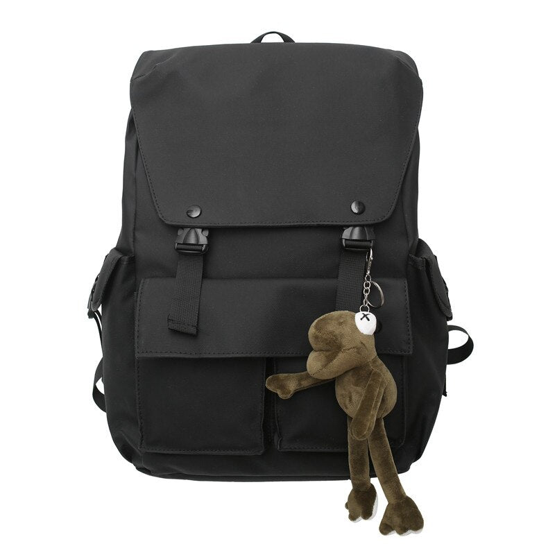 Back to school backpack High Capacity Men's For Laptop Backpacks For Teenagers Travel Bag Fashion Couple Schoolbags With Frog Pendant