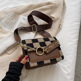 Back To College  Checkerboard Mini Fabric Flap Crossbody Sling Bags For Women Luxury Brand Design Handbag Simple Shoulder Bag Handbags Tiny