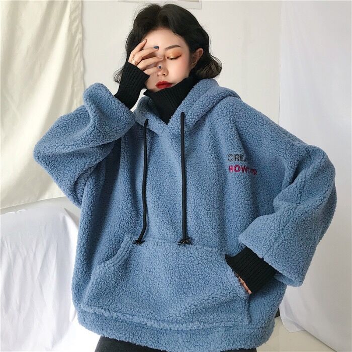 Black Friday Sales Women's Hooded Sweater Retro Small Cashmere Trend Loose Lazy Y2K Autumn And Winter Plus Velvet Thick Top Hooded Sweater Jacket