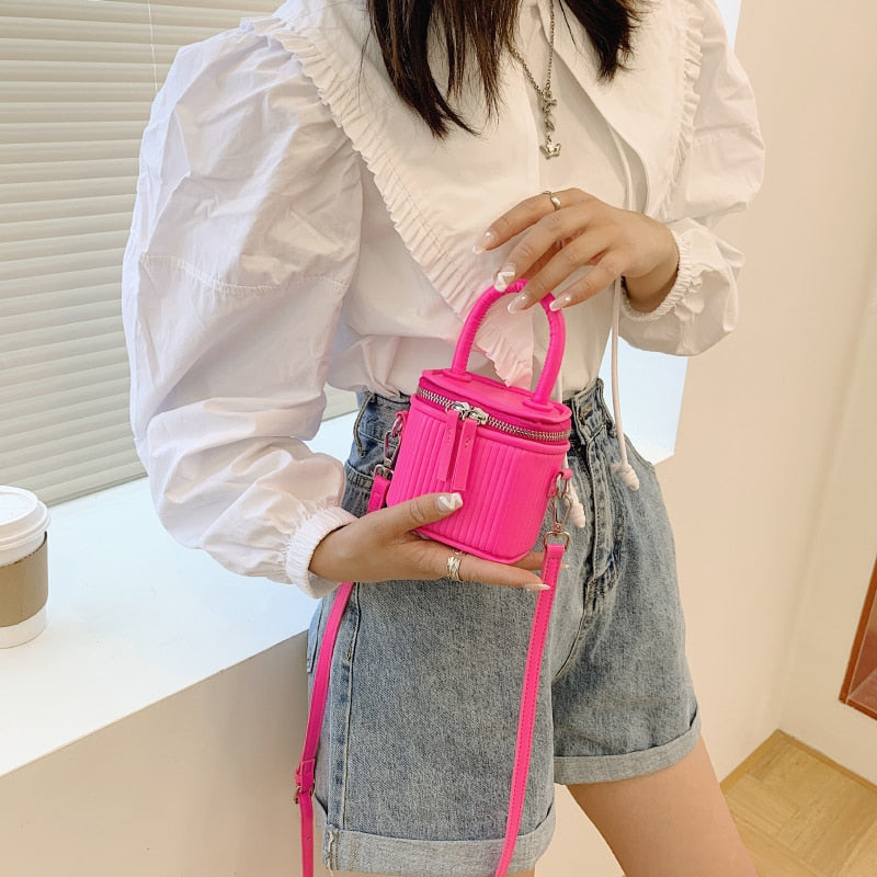 Back To College  Luxury Mini Box PU Leather Sling Crossbody Bag With Short Handle For Woman Cute Phone Shoulder Handbag Kawaii Totes Tiny