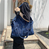 solvbao  Denim Shoulder Bags for Women Casual Jeans Handbags Designer Large Shopping Bags Fashion Tote