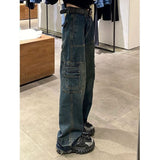 solvbao LANFUBEISI Y2K Women Korean Vintage Streetwear Baggy Cargo Jeans High Waist Straight Wide Leg Pants Denim Trousers Fairy Grunge Alt Clothes