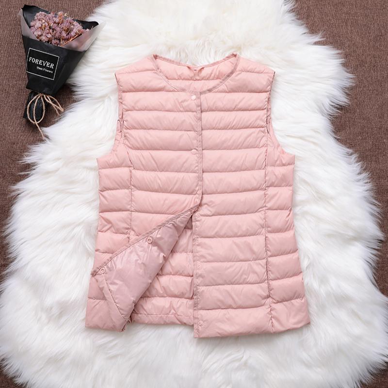 Black Friday Sales New Causal Women White Duck Down Vest Ultra Light Vest Jacket Winter Weightless Round Collar Sleeveless Coat Outwear