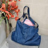 solvbao  Denim Shoulder Bags for Women Casual Jeans Handbags Designer Large Shopping Bags Fashion Tote