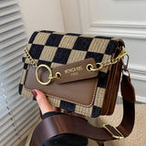 Back To College  Checkerboard Mini Fabric Flap Crossbody Sling Bags For Women Luxury Brand Design Handbag Simple Shoulder Bag Handbags Tiny