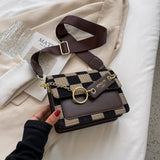 Back To College  Checkerboard Mini Fabric Flap Crossbody Sling Bags For Women Luxury Brand Design Handbag Simple Shoulder Bag Handbags Tiny