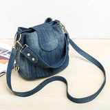 solvbao  Casual Denim Bucket bag for women Shoulder Crossbody Bag Multiple pockets  ladies handbag Luxury design Female big Totes blue