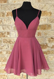 solvbao Cute V-Neck Chiffon Short Prom Dresses, A-Line Evening Dresses