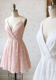 solvbao Cute Lace Short Prom Dresses, A-Line Homecoming Dresses