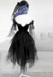 solvbao Black Lace Short Prom Dresses, A-Line Mini Party Dresses