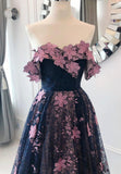 solvbao Black Lace Long A-Line Prom Dresses, Black Evening Dresses