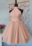 solvbao Cute Lace Short Prom Dresses, A-Line Evening Party Dresses