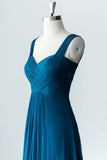 solvbao Blue Chiffon Long A-Line Prom Dress, A-Line Evening Dress Party Dress