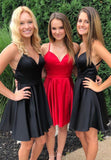 solvbao A-Line Satin Short Prom Dresses, Simple Party Dresses