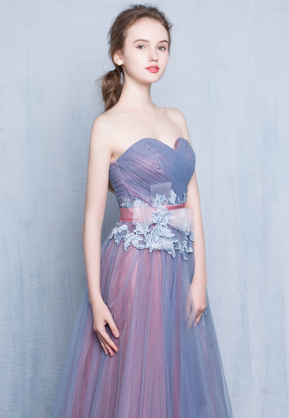 solvbao A-Line Tulle Lace Long Prom Dresses, Evening Dresses