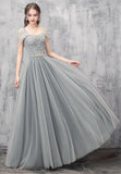 solvbao A-Line Tulle Long Prom Dresses, Off the Shoulder Evening Dresses