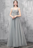 solvbao A-Line Tulle Long Prom Dresses, Off the Shoulder Evening Dresses