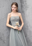 solvbao A-Line Strapless Long Prom Dresses, Cute Evening Dresses