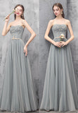 solvbao A-Line Strapless Long Prom Dresses, Cute Evening Dresses