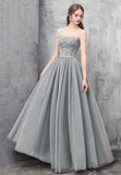 solvbao A-Line Strapless Long Prom Dresses, Cute Evening Dresses