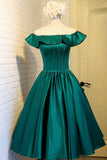 solvbao Cute Satin Short Prom Dress, Green A-Line Homecoming Dress