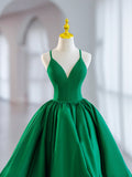 solvbao Green V-Neck Satin Short Prom Dress, A-Line Green Evening Dress