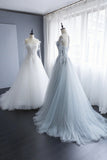 solvbao A-Line Tulle Lace Long Prom Dresses, Evening Party Dresses