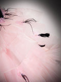 solvbao Pink Tulle and Black Velvet Strapless Party Gown, Pink Backless Ruffles Formal Evening Dress