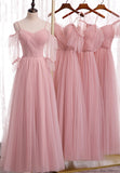 solvbao Pink Tulle Long Prom Dresses, A-Line Evening Dresses