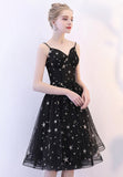 solvbao Black Tulle Short Prom Dresses, A-Line Homecoming Dresses