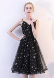 solvbao Black Tulle Short Prom Dresses, A-Line Homecoming Dresses