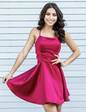 solvbao Cute Satin Short Prom Dresses, A-Line Backless Party Dresses