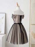 solvbao Cute Tulle Short Prom Dress with Flowers, Black Tulle Party Dress