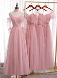 solvbao Pink Tulle Long Prom Dresses, A-Line Evening Dresses