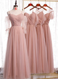 solvbao Pink Tulle Long Prom Dresses, A-Line Evening Party Dresses