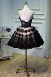 solvbao Black Layers Tulle Short Prom Dress, A-Line Homecoming Party Dress