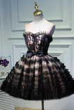 solvbao Black Layers Tulle Short Prom Dress, A-Line Homecoming Party Dress